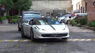 Bangalores White Ferrari 458 Italia  LOUD Novitec Exhaust [upl. by Orodisi]