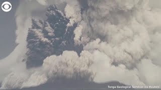 TONGA ERUPTION Raw video of this weekends eruption of undersea volcano near Tonga [upl. by Siuqram]