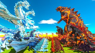 Ice Dragon  Team Ice  ICE Ghidorah VS FIRE Godzilla  Team Lava  VOLCANO Godzilla [upl. by Grefer]