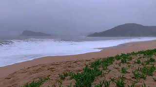 Ocean Waves Crashing at Stormy Beach w Sea Rain  Relaxing Sounds for Sleep amp Tinnitus Brown Noise [upl. by Morven657]