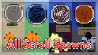 LOCATIONS ALL Generation 1 Tailed Spirit Boss Scroll Spawn Locations  Shindo Life [upl. by Acinyt835]