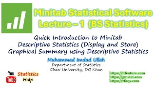 A Quick Introduction to Minitab Lecture 1 BS Stat 20212025 Urdu [upl. by Kurt273]