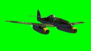 Jet Me 262 fly Front View  green screen  free use [upl. by Son777]