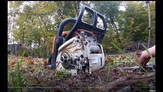 How to change a bar on a stihl MS170 [upl. by Ainnek]