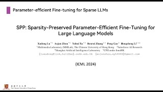 SPP SparsityPreserved ParameterEfficient FineTuning for Large Language Models ICML 2024 [upl. by Elamrej431]