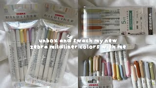 unbox and swatch my new zebra mildliner colors with me satisfying soundcalming music [upl. by Ellevart518]