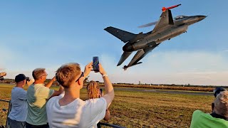 Stunning F16 Takes Center Stage at Sanicole Sunset Airshow [upl. by Carlota]