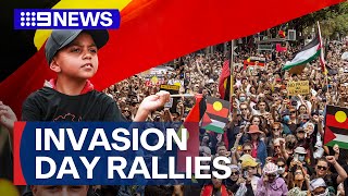 Thousands of protesters gather for Invasion Day rallies  9 News Australia [upl. by Tamis549]