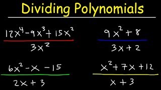 Dividing Polynomials By Monomials amp Binomials Using Long Division [upl. by Ahsratan876]