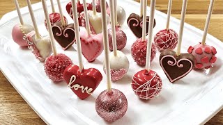 Valentines Day Cake Pops❤️SIMPLE Decorations Recipe [upl. by Sissie830]