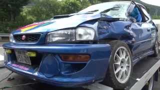 競技中の事故インプレッサのダメージと森林の損傷 CRASH SUBARU IMPREZA WRX STi [upl. by Castle]