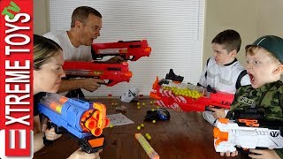 Parents Vs Kids Nerf War Ethan and Cole make the Sneak Attack Squad with Nerf Rivals [upl. by Welcy]