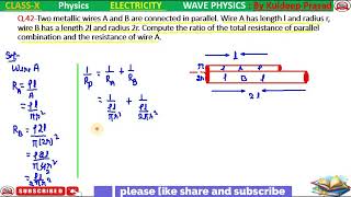 Two metallic wires A and B are connected in parallel Wire A has length l and radius r wire B has a [upl. by Eirised]