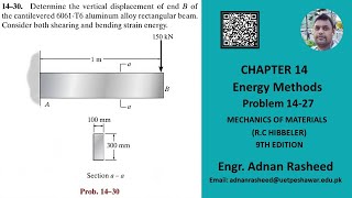 1430  Determine vertical displacement of end B of cantilevered  Mechanics of Materials RC Hibbele [upl. by Alemat878]