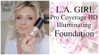 LA Girl Pro Coverage HD Illuminating Foundation review amp demo [upl. by Nerek442]