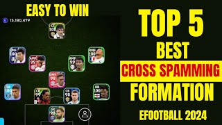 TOP 5 BEST CROSS SPAMMING FORMATIONS IN EFootball 2024 Mobile  Formation EFootball 2024 [upl. by Anahsek]