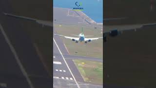 Back view landing at Madeira Airport [upl. by Nnylyoj]