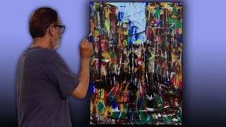 Couple in the rain  Abstract Acrylic Painting Tutorial  Step by step  Time lapse [upl. by Naida]