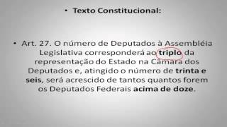 Direito Constitucional  Prof Alexandre Araujo  Cálculo do n° de Deputados Estaduais [upl. by Ecnadnac]