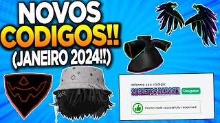 TODOS NOVOS CODIGOS DO ROBLOX NOVOS CODIGOS PROMOCIONAIS PROMO CODES JANEIRO 2024 no ROBLOX [upl. by Nachison]