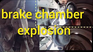 brake chamber explosion  brake chamber working  brake chamber leaking air  brake chamber working [upl. by Hayward]