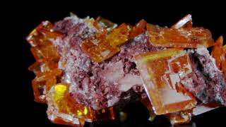 Wulfenite Rowley Mine Maricopa County Arizona USA Studio Mineralia Macro Mineral Fly By [upl. by Ynattir]