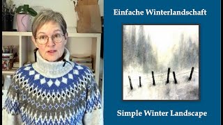 Einfache Winterlandschaft in Acryl Simple Winter Landscape with Acrylics subtitles For beginners [upl. by Dominique]