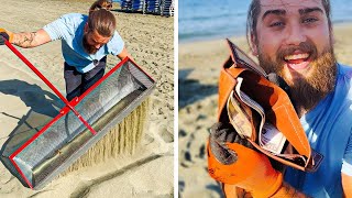 Treasure Hunting on the Beach with a SandSifting Gadget 🏖️💎 The Surprises We Found [upl. by Noli505]