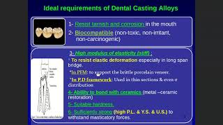 Dental Material  DENTAL CASTING ALLOYS PART I 54 minutes [upl. by Cirtap]