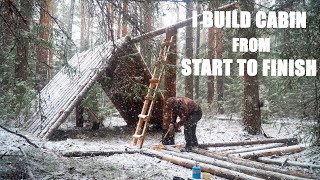 How to build big log HOUSE from START to FINISH 40 days in the forest WOODWORKING [upl. by Photima]