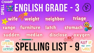 English Grade 3 Spelling List 9 [upl. by Crispa]