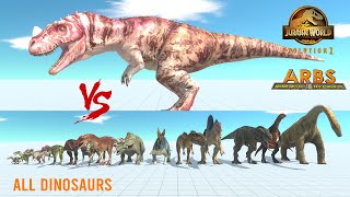 CERATOSAURUS JWE2 vs ALL DINOSAURS with HP BAR  Animal Revolt Battle Simulator [upl. by Rockel]