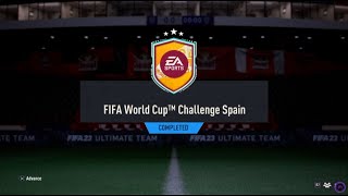 FIFA 23 SBC  FIFA WORLD CUP CHALLENGE SPAIN  CHEAP SOLUTION NO POSITION MODIFIER [upl. by Earb]