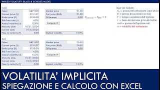 VIX e VOLATILITA IMPLICITA spiegazione e calcolo tramite il modello di Black amp Scholes in EXCEL [upl. by Latihs]