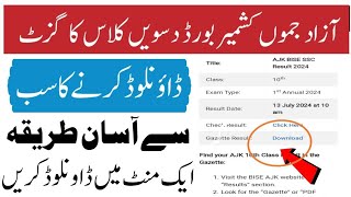 AJK BISE Result Gazette 2024 10th Class Download pdf [upl. by Lubet]