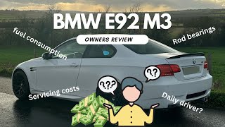 BMW E92 M3 Owner Review  Costs MPG Daily driver [upl. by Aniala]