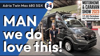 The Allnew Adria Twin Max 680 SGX On A Man Chassis  NEC Motorhome And Caravan Show 2023 [upl. by Marylinda]