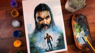 DRAWING AQUAMAN Jason Momoawatercolor  수채화 아쿠아맨 [upl. by Derwon]