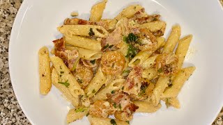 CREAMY Prawn And Bacon Pasta  EASY Recipe [upl. by Esil]