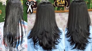 Step Cut For Medium Hair  step by step  cutting  Haircut  pratibhabeautyparlour [upl. by Lleda]