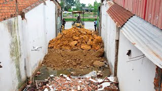 Video from beginning to end Project pouring submerged soil with a small dozer to clear the old house [upl. by Idram]