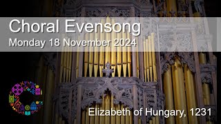 Choral Evensong  Monday 18 November 2024  Chester Cathedral [upl. by Finnegan]