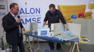 Mapelastic AquaDefense MAPEI  Système détanchéité  Démonstration Salon SAMSE 2017 [upl. by Chirlin86]