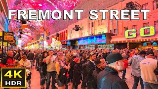 4K HDR Fremont Street Las Vegas Walking Tour  Feb 2024 [upl. by Timrek998]