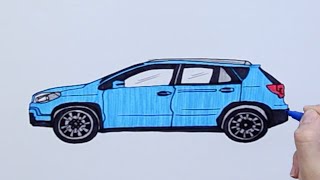 How to draw a Maruti SCross car [upl. by Annahsal]