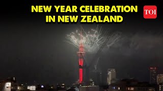 Watch New Zealands Auckland welcomes the New Year 2024 with spectacular fireworks [upl. by Ahsinyt]