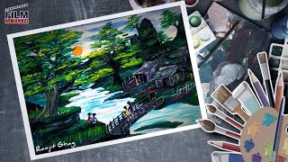 Nature Scenery Painting  Acrylic colors  painting Art [upl. by Lyrred614]