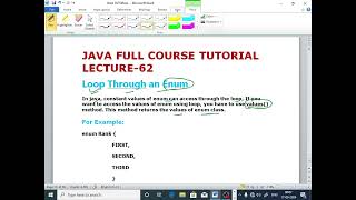 JAVA LECTURE  62 For Loop In Enum Values Method Loop Through Enum ECL365CLASSES [upl. by Leahcimaj]