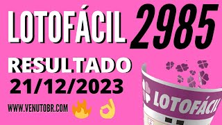 🍀 Resultado Lotofácil 2985 [upl. by Alimat319]