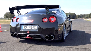 Modified Nissan R35 GTR w Straight Pipes Launch Control amp DRAG RACE [upl. by Ydaf803]